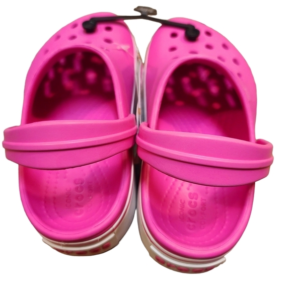 NWT Crocs Girl's Crocband Platform Clogs Size 2 Barbie Pink White - Picture 4 of 7